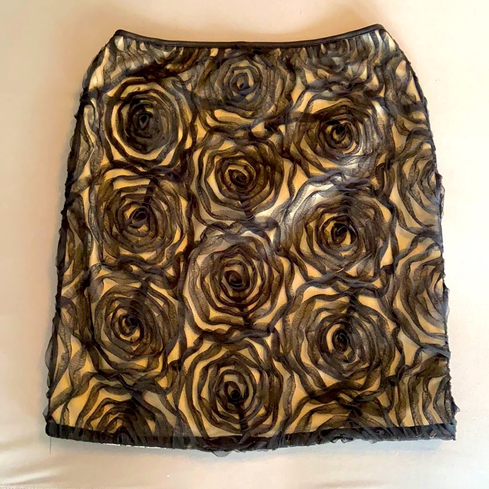 Lily White Mesh Skirt with Rose design